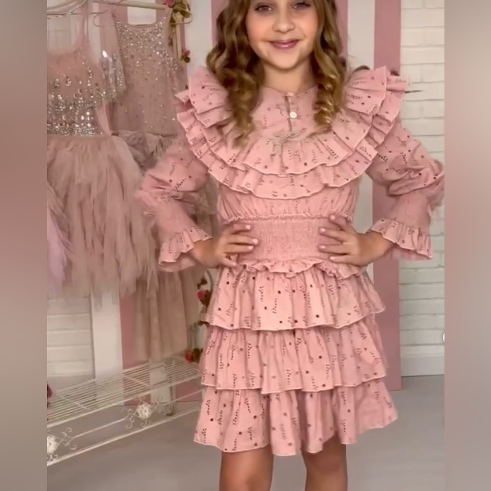 Pink Ruffled girls Ooh! La, La! Couture Dress - size 5